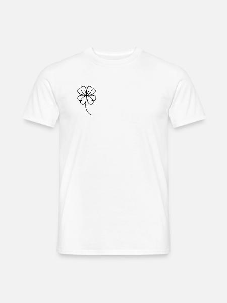 Vierblättriges Kleeblatt One Line Glückssymbol - Männer T-Shirt - Weiß