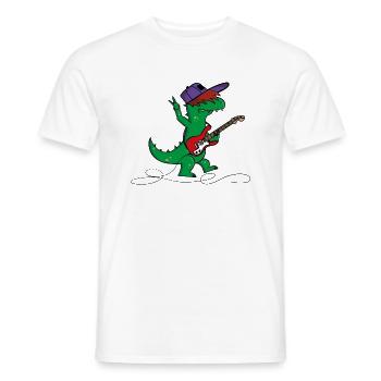 Gitarren Dinosaurier - Männer T-Shirt - Weiß - Vorne - AI Model Male 178 dark (178cm)