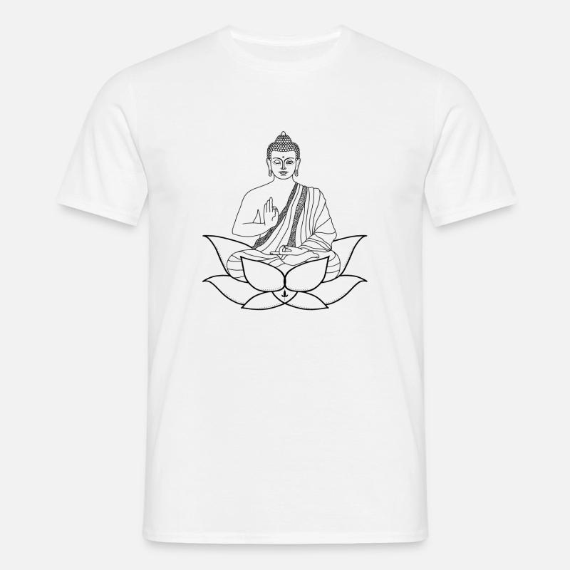 Buddha Lotussitz - Männer T-Shirt - Weiß