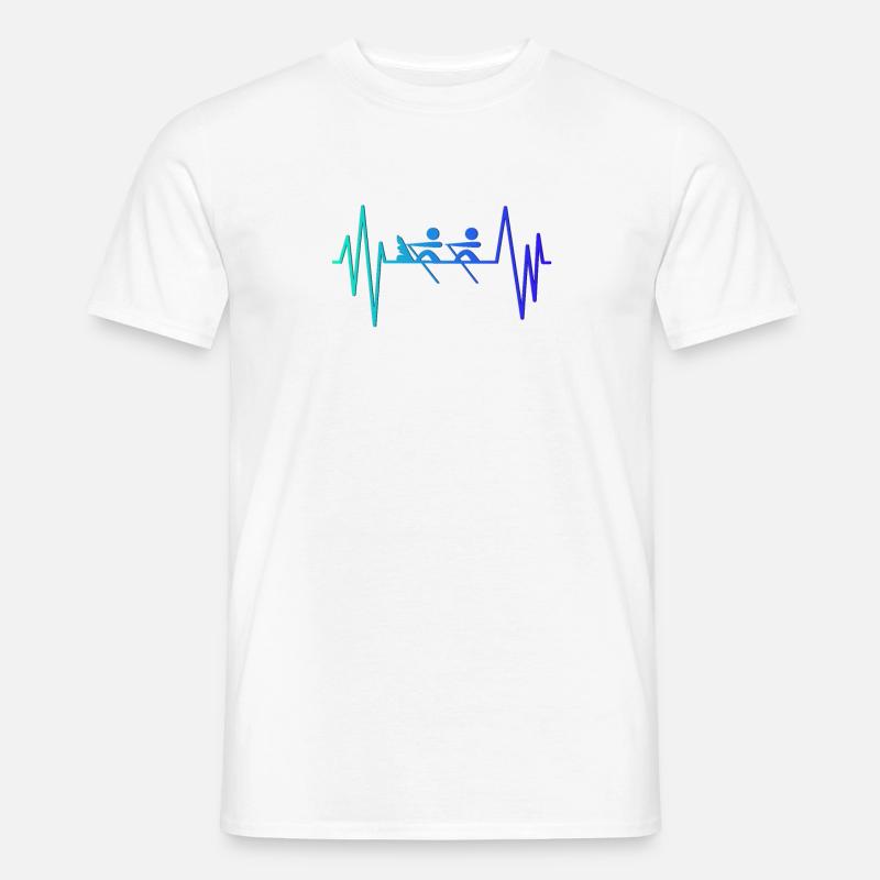 Herzschlag eines Ruderer - Männer T-Shirt - Weiß