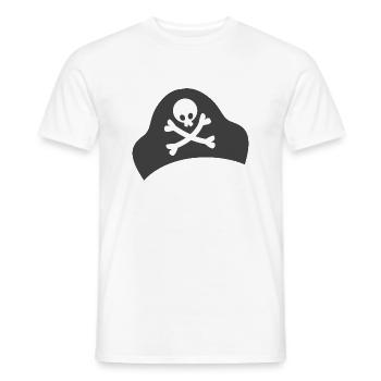 Simple crossbones on a pirate hat - Men's T-Shirt - white - Front - AI Model Male 178 dark (178cm)