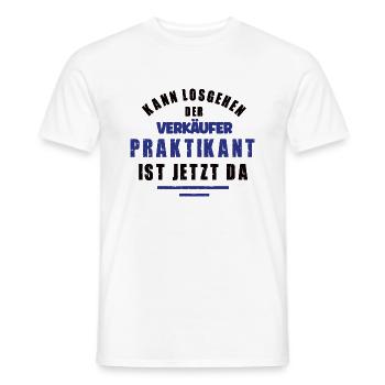 Praktikant Verkäufer Praktikum Verkauf EH Danke - Männer T-Shirt - Weiß - Vorne - AI Model Male 178 dark (178cm)