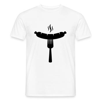 Saucisse icône Bratwurst - T-shirt homme - blanc - Devant - AI Model Male 178 dark (178cm)