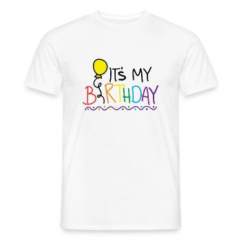 C’est mon anniversaire - T-shirt homme - blanc - Devant - AI Model Male 178 dark (178cm)