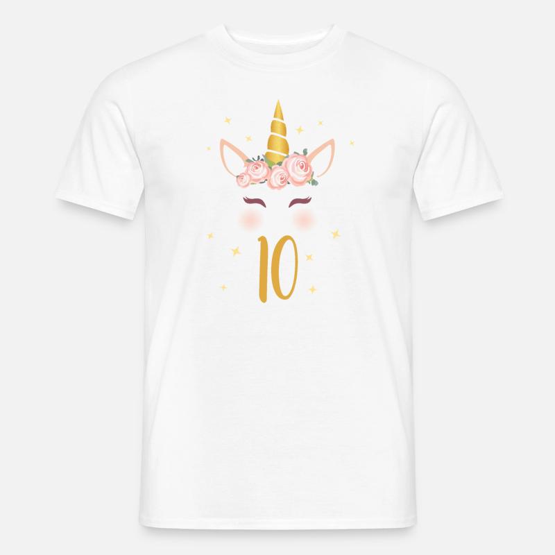 Geburtstagsshirt 10. Geburtstag Einhorn Geschenk - Männer T-Shirt - Weiß