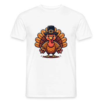 Thanksgiving Turkey in Pilgrim Hat Design - Männer T-Shirt - Weiß - Vorne - AI Model Male 178 dark (178cm)