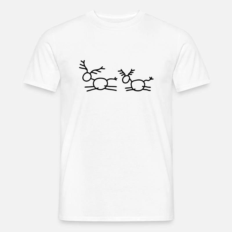 2 Springende Hirsche - Männer T-Shirt - Weiß
