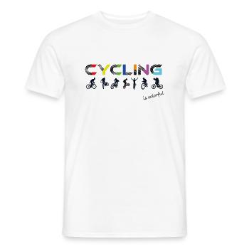 Cycling is colorful ! lgbtq, pride, pride month - Men's T-Shirt - white - Front - AI Model Male 178 dark (178cm)