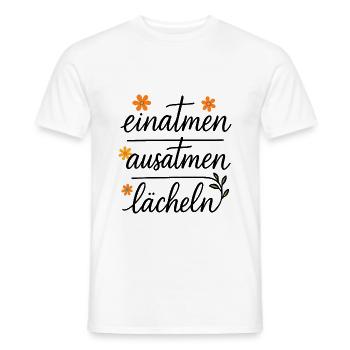 Einatmen Ausatmen Lächeln – Meditation Yoga - Männer T-Shirt - Weiß - Vorne - AI Model Male 178 dark (178cm)