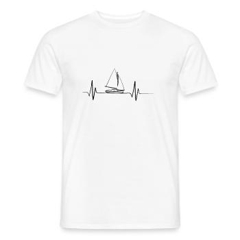Sailing with a sailboat heartbeat curve - Men's T-Shirt - white - Front - AI Model Male 178 dark (178cm)