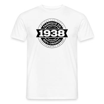 FABRIQUÉ EN 1938 - T-shirt homme - blanc - Devant - AI Model Male 178 dark (178cm)