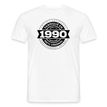 FABRIQUÉ EN 1990 - T-shirt homme - blanc - Devant - AI Model Male 178 dark (178cm)