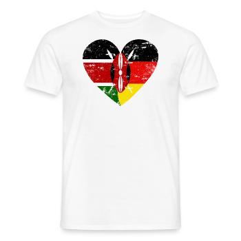 Kenya Allemagne Flag Heart2 - T-shirt homme - blanc - Devant - AI Model Male 178 dark (178cm)