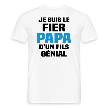 Je suis le fier papa d'un fils génial - T-shirt homme - blanc - Devant - AI Model Male 178 dark (178cm)