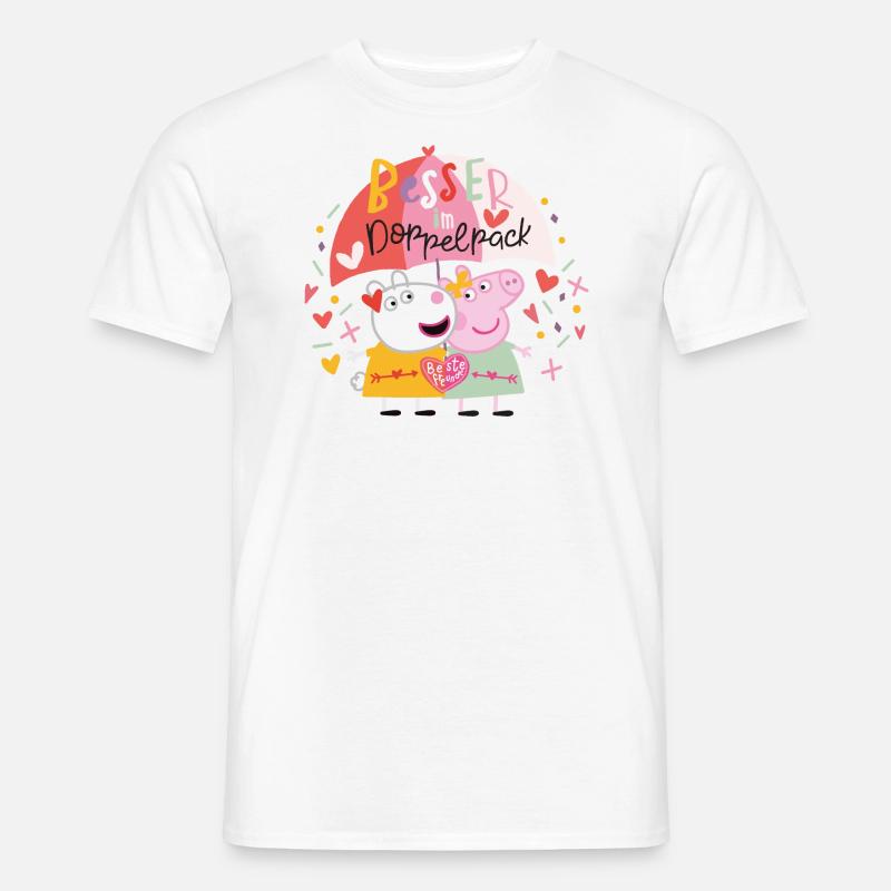 Peppa Wutz e Luzie Locke migliori amiche - T-shirt uomo - bianco