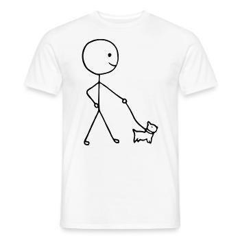 Funny Stickman walking with a Dog - Männer T-Shirt - Weiß - Vorne - AI Model Male 178 dark (178cm)