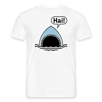 Hai! (Haifisch / Sprechblase / Comic / Cartoon) - Männer T-Shirt - Weiß - Vorne - AI Model Male 178 dark (178cm)