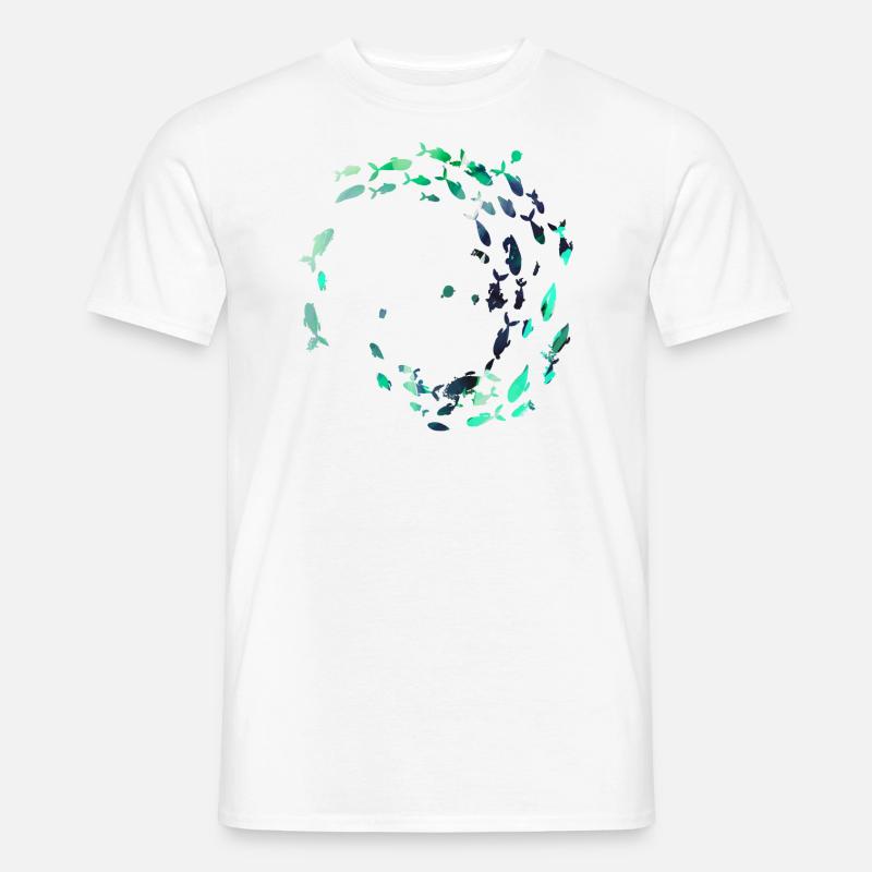 fischschwarm,fische,malerei,graffiti,blau - Männer T-Shirt - Weiß