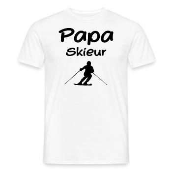 Papa Skieur - Père Skieur - T-shirt homme - blanc - Devant - AI Model Male 178 dark (178cm)