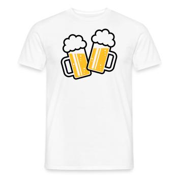 2 Toasting Beer Steins For A Cheer! (Ale / 2C) - Men's T-Shirt - white - Front - AI Model Male 178 dark (178cm)