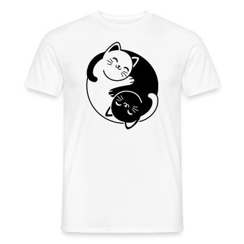 Chats Yin et Yang - T-shirt homme - blanc - Devant - AI Model Male 178 dark (178cm)