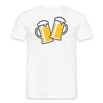 2 Toasting German Beer Steins (Cheers / 2C) - Men's T-Shirt - white - Front - AI Model Male 178 dark (178cm)