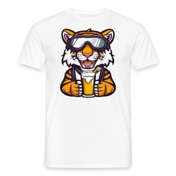 Tiger Après-Ski Bière Bande Dessinée - T-shirt homme - blanc - Devant - AI Model Male 178 dark (178cm)