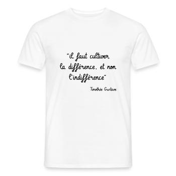 Il faut cultiver la différence, non l'indifférence - T-shirt homme - blanc - Devant - AI Model Male 178 dark (178cm)