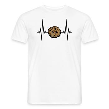 heart rate frequency pulse cookie biscuit chocolate delicious - Men's T-Shirt - white - Front - AI Model Male 178 dark (178cm)