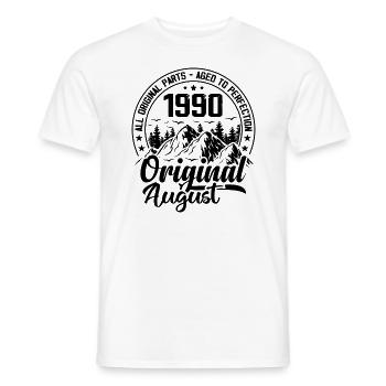 1990 August Original: 34 Years Anniversary Gift - Men's T-Shirt - white - Front - AI Model Male 178 dark (178cm)
