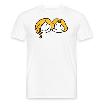 sisters head face girlfriend 2 friends team ge - Men's T-Shirt - white - Front - AI Model Male 178 dark (178cm)