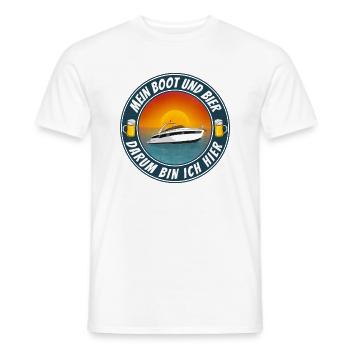 Mein Boot und Bier darum bin ich hier - Männer T-Shirt - Weiß - Vorne - AI Model Male 178 dark (178cm)