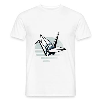 Origami Kranich – ILLUSTRATION - Männer T-Shirt - Weiß - Vorne - AI Model Male 178 dark (178cm)