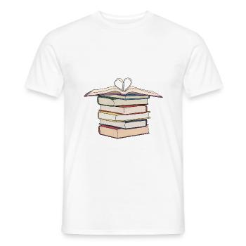 Stack drawing of | books Drawing Books - Men's T-Shirt - white - Front - AI Model Male 178 dark (178cm)