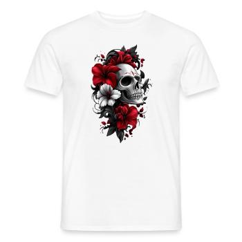 Crâne avec des fleurs - T-shirt homme - blanc - Devant - AI Model Male 178 dark (178cm)
