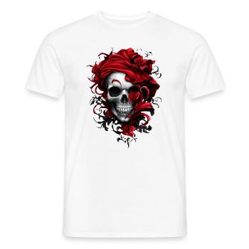 Stylischer Totenkopf - Männer T-Shirt - Weiß - Vorne - AI Model Male 178 dark (178cm)