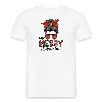 School Librarian Christmas Library Worker Xmas - Men's T-Shirt - white - Front - AI Model Male 178 dark (178cm)