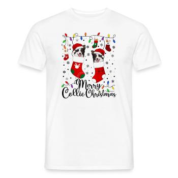 Border Collie Noël Border Collie Cadeaux de Noël - T-shirt homme - blanc - Devant - AI Model Male 178 dark (178cm)