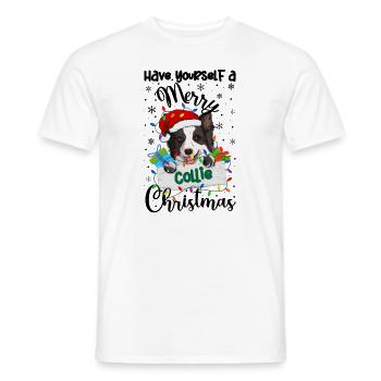 Border Collie Noël Border Collie Cadeaux de Noël - T-shirt homme - blanc - Devant - AI Model Male 178 dark (178cm)