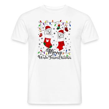 Westie Christmas Golden Dog Gift - Men's T-Shirt - white - Front - AI Model Male 178 dark (178cm)