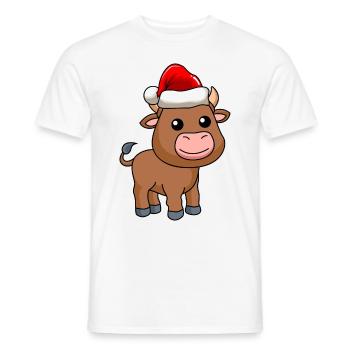 Stier Comic Weihnachten - Männer T-Shirt - Weiß - Vorne - AI Model Male 178 dark (178cm)