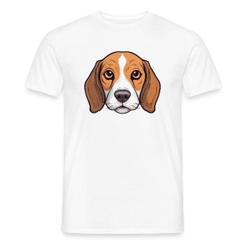 Beagle Head Comic Cartoon Look Dogs Happiness - Men's T-Shirt - white - Front - AI Model Male 178 dark (178cm)