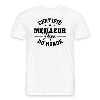 Certifié meilleur papa du monde - T-shirt homme - blanc - Devant - AI Model Male 178 dark (178cm)
