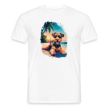 Airedale Terrier - T-shirt homme - blanc - Devant - AI Model Male 178 dark (178cm)