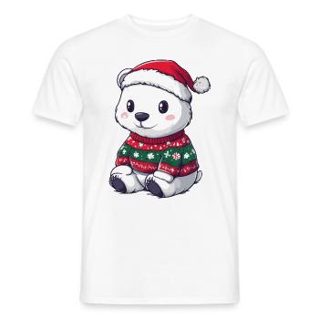 Polar Bear Christmas Comic - Men's T-Shirt - white - Front - AI Model Male 178 dark (178cm)