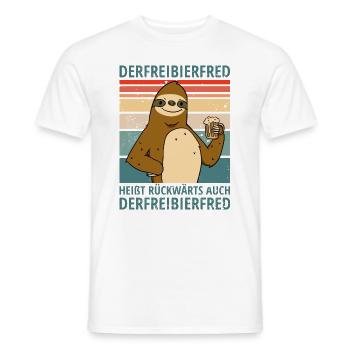 Faultier Spruch Bier Derfreibierfred Party Saufen - Männer T-Shirt - Weiß - Vorne - AI Model Male 178 dark (178cm)