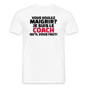 Vous voulez maigrir? je suis le coach - T-shirt homme - blanc - Devant - AI Model Male 178 dark (178cm)