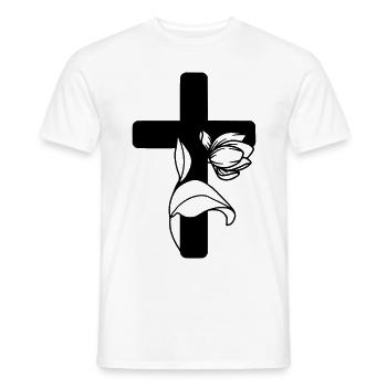 Schönes Kreuz mit Blume - Männer T-Shirt - Weiß - Vorne - AI Model Male 178 dark (178cm)
