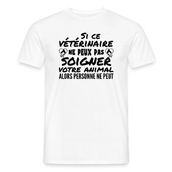 Vétérinaire Cadeau Humour - T-shirt homme - blanc - Devant - AI Model Male 178 dark (178cm)