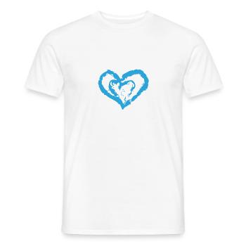 Heart in heart blue love love t-shirt - Men's T-Shirt - white - Front - AI Model Male 178 dark (178cm)